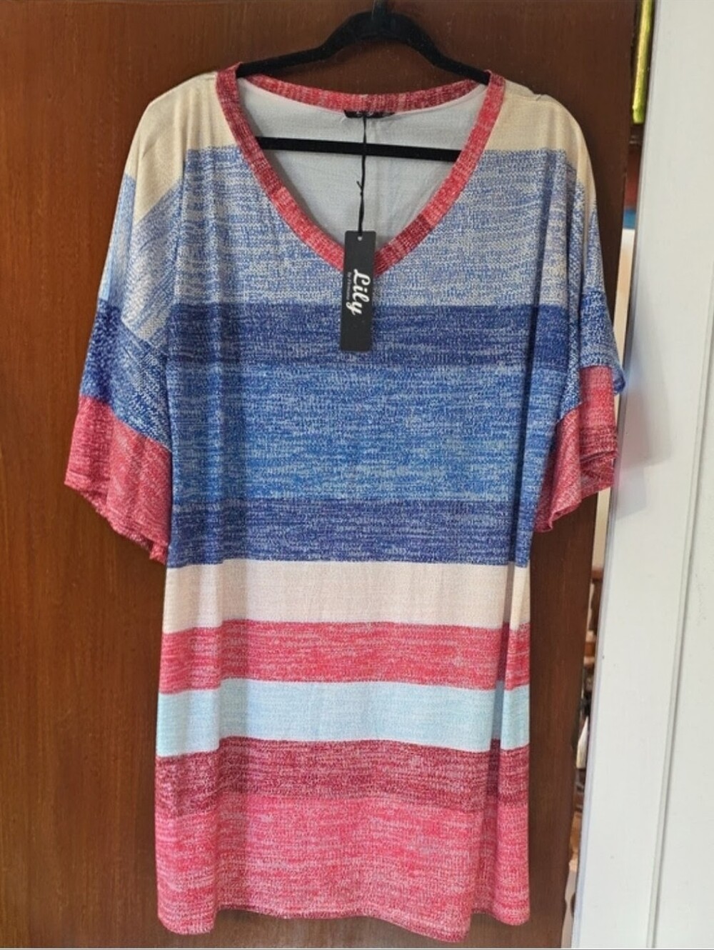 Lily Striped V-Neck Midi Dress